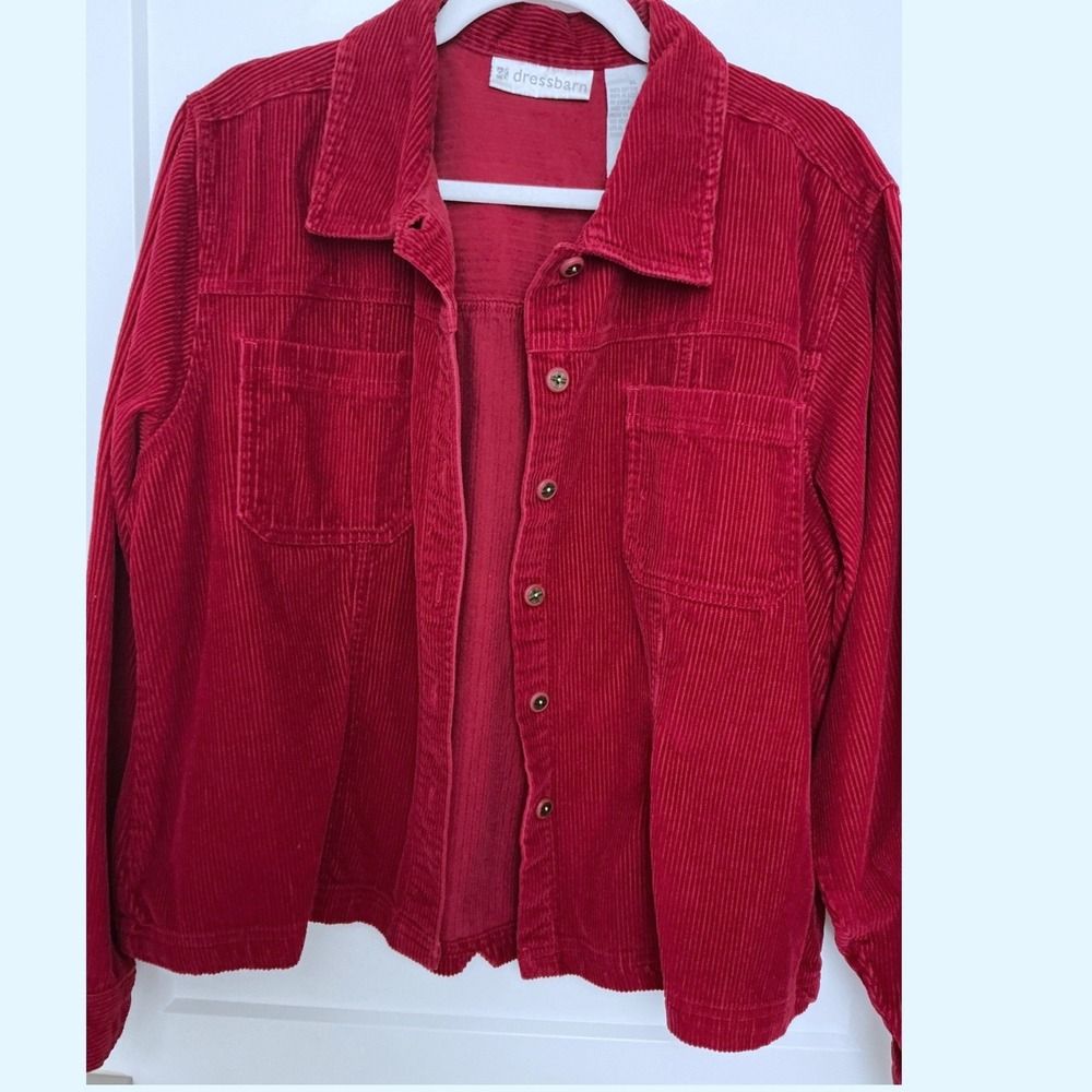 dressbarn Red Corduroy Button Up Shacket Cabincore Earthy Indie Autumn Woodsy XL